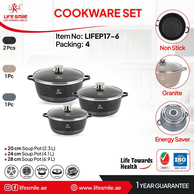 سرویس قابلمه گرانیت 6 پارچ لایف اسمایل مدل LIFEP7-6