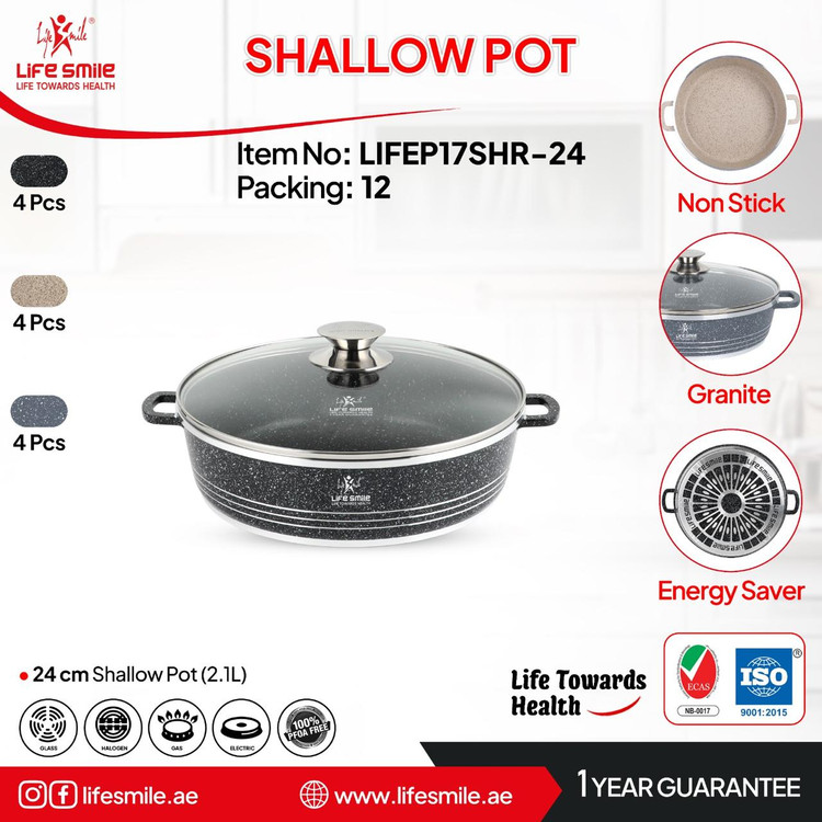 تابه گرانیتی سایز 24 لایف اسمایل مدل LIFEP17SHR-24