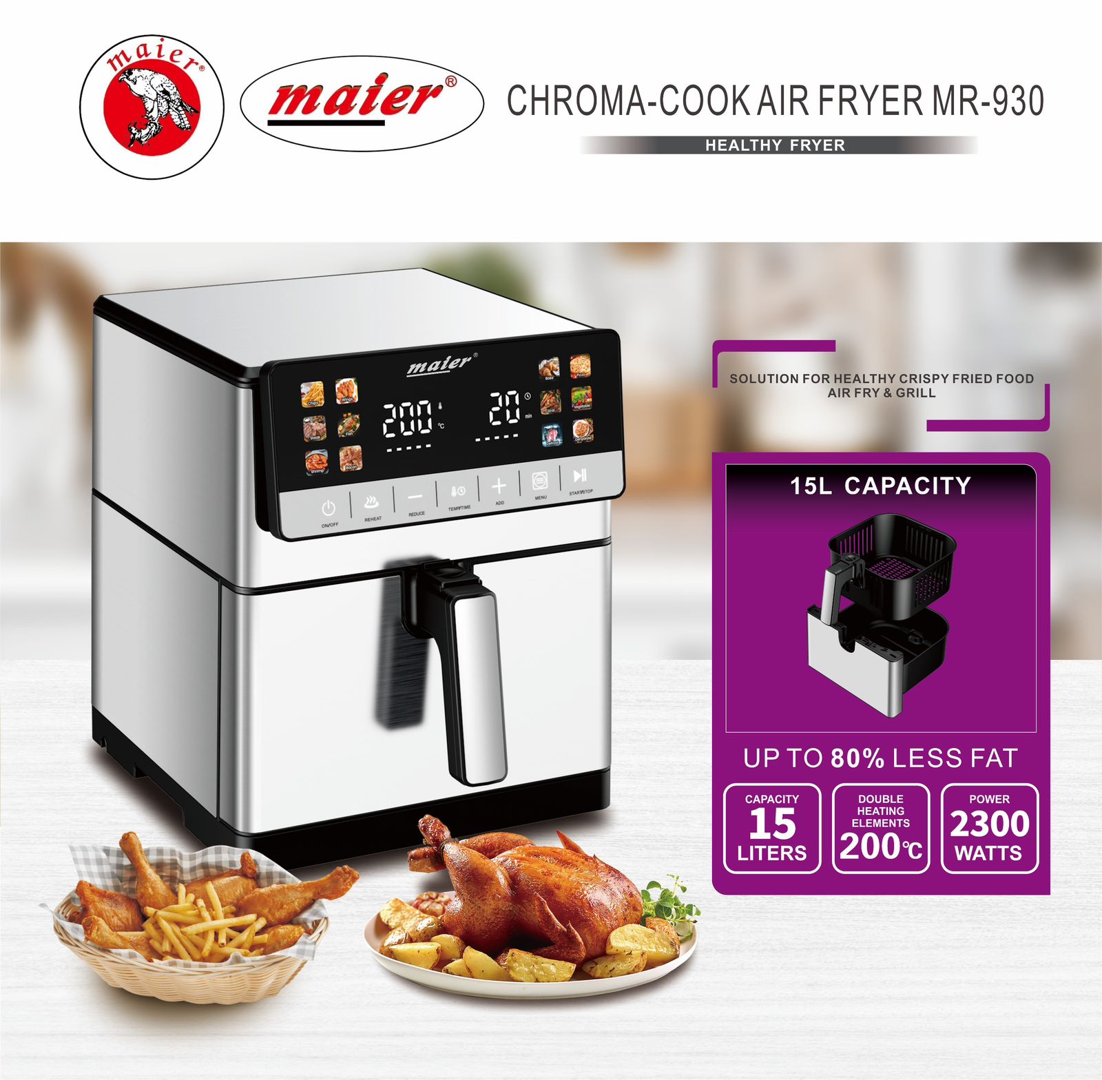 سرخ کن 15 لیتر مایر مدل MR-930