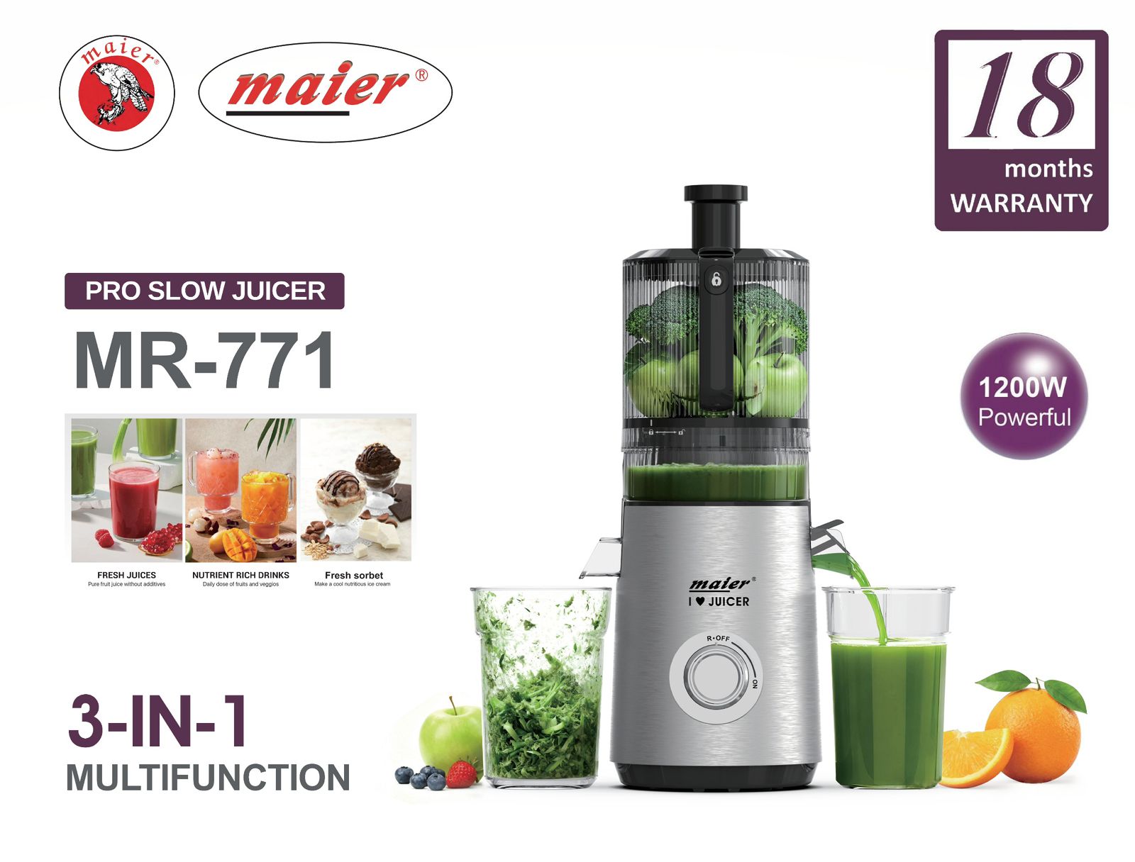 عصاره گیر و بستنی ساز مایر مدل MR-771
